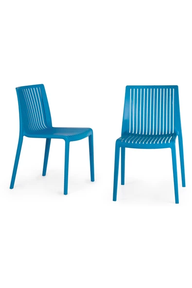 Papatya Cool Plastik Sandalye 2li Paket Mavi - Bahçe Balkon Mutfak Sandalyesi ürün görseli 1