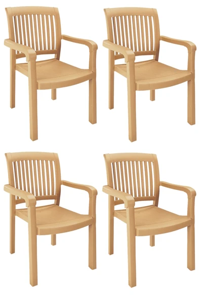 Papatya Mistral Koltuk 4lü Paket Teak - Plastik Bahçe Balkon Sandalyesi ürün görseli 1