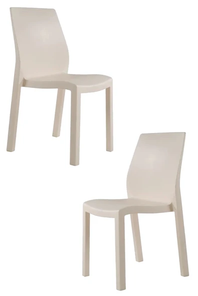 Papatya Yummy Sandalye Fildişi 2li Paket- Plastik Bahçe Balkon Sandalyesi ürün görseli 1
