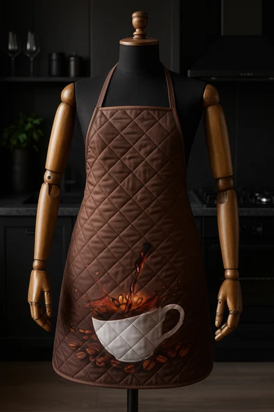 Kapitoneli Sıvı Geçirmez Leke Tutmaz Mutfak Önlüğü Dijital Baskılı Önlük - Resim 2