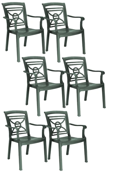 Papatya Commadore Koltuk Yeşil 6lı Paket - Plastik Bahçe Balkon Sandalyesi ürün görseli 1