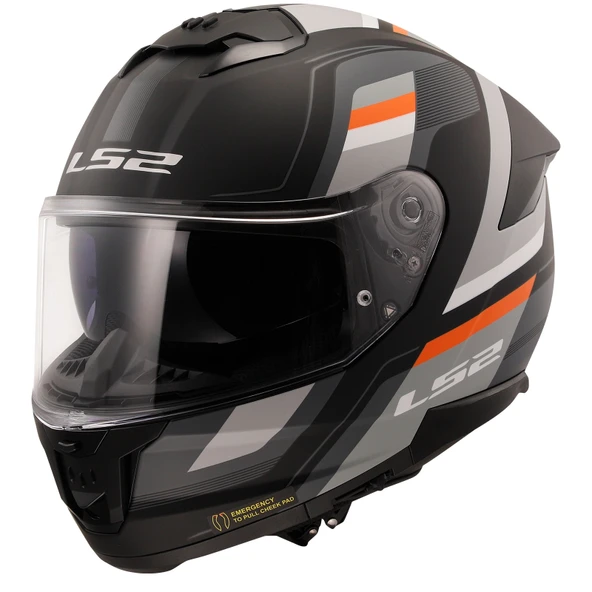 LS2 STREAM 2 VINTAGE MAT SİYAH-GRİ-BEYAZ-KIRMIZI KASK ürün görseli 1