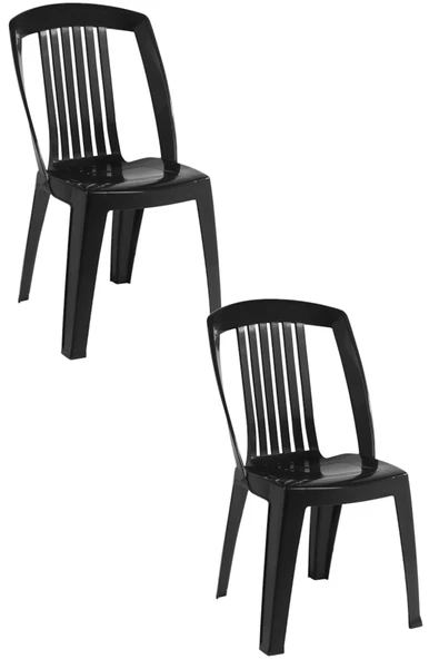 Papatya Favori Sandalye Siyah 2li - Plastik Bahçe Balkon Sandalyesi ürün görseli 1