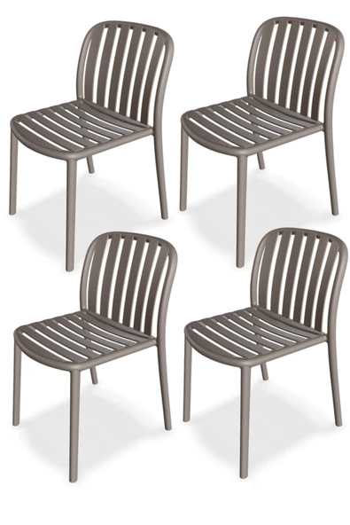 Papatya Galata Sandalye Küllü Kahve 4lü Paket - Plastik Bahçe Balkon Mutfak Sandalyesi ürün görseli 1