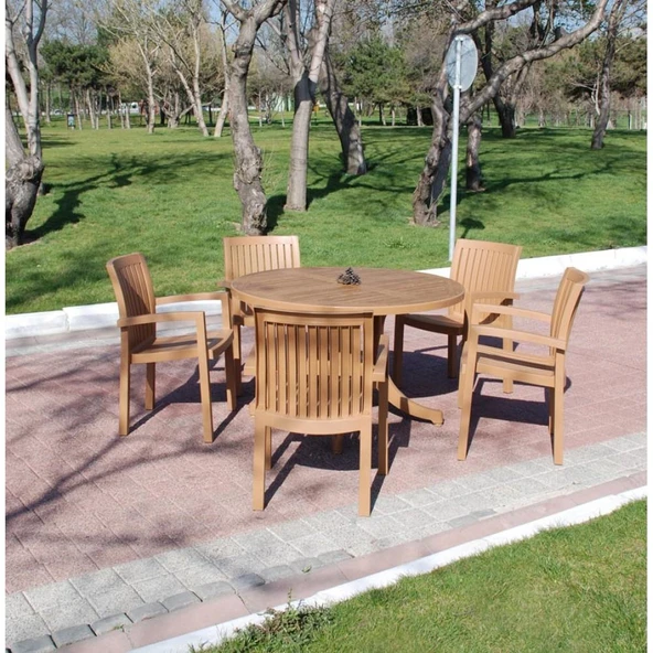 Papatya Nova Plastik Masa - 120lik Yuvarlak Balkon, Teras, Bahçe Masası -Beyaz - Resim 4