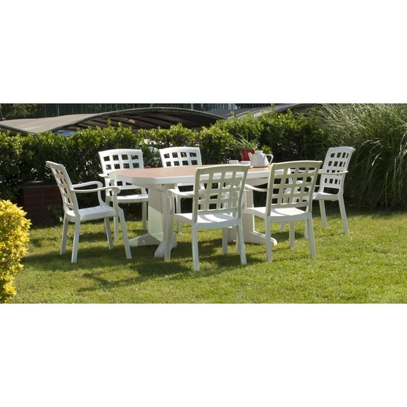 Papatya Laguna 100x165 Yeşil Masa - 8 Kişilik Balkon Bahçe Veranda Teras Dış mekan Masası - Resim 8