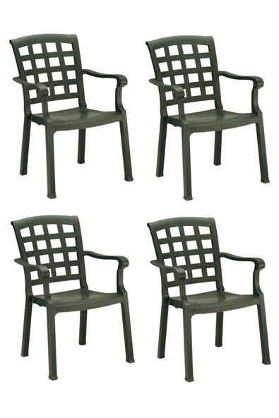 Papatya Pasha Plastik Koltuk Yeşil 4lü Paket - Bahçe Balkon Teras Sandalyesi ürün görseli 1