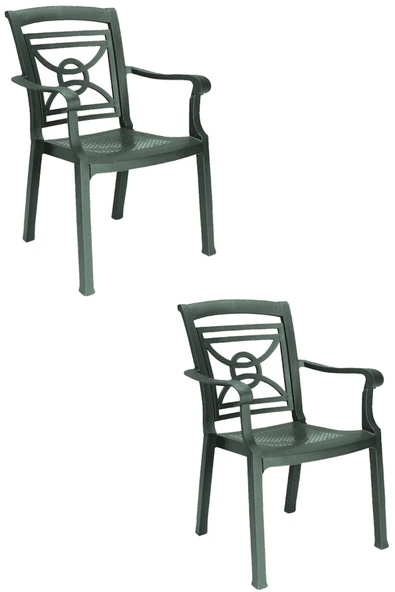 Papatya Commadore Koltuk Yeşil 2li Paket - Plastik Bahçe Balkon Sandalyesi ürün görseli 1