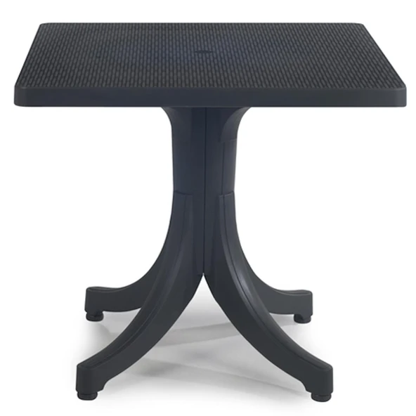 Papatya Diva Plastik Masa - 80x80 Kare Bahçe Balkon Masası -Beyaz & Rattan Dekor - Resim 4