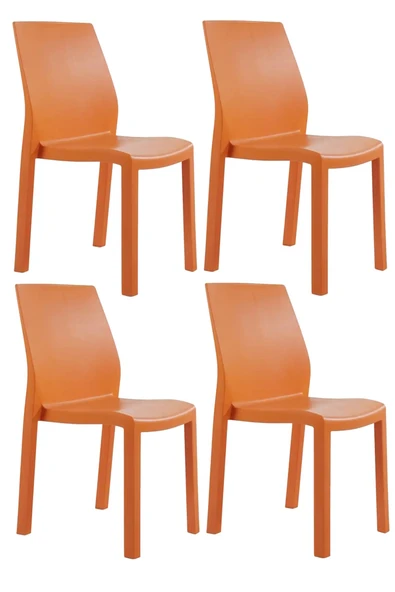 Papatya Yummy Sandalye Turuncu 4lü Paket - Plastik Bahçe Balkon Sandalyesi ürün görseli 1