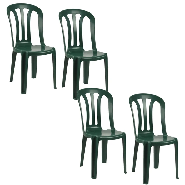 Papatya Buket Sandalye Yeşil 4lü - Plastik Bahçe Balkon Sandalyesi ürün görseli 1