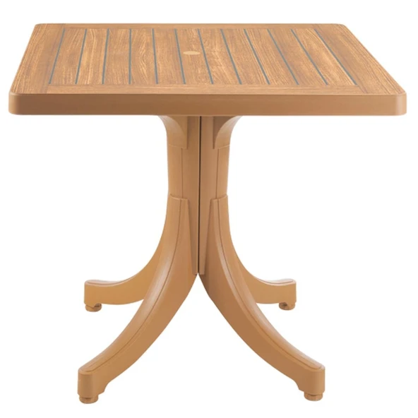 Papatya Diva Plastik Masa - 80x80 Kare Bahçe Balkon Masası -Antrasit & Rattan Dekor - Resim 5