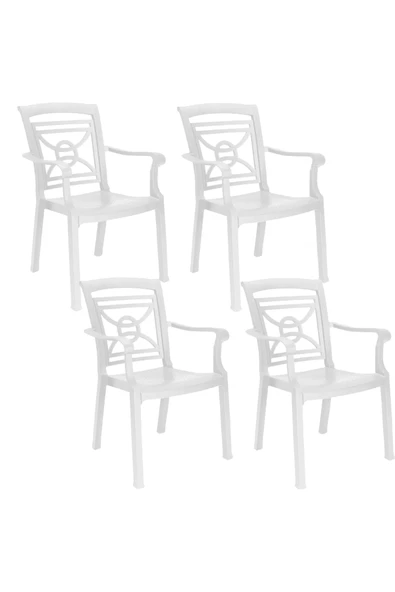 Papatya Commadore Koltuk Beyaz 4lü Paket - Plastik Bahçe Balkon Sandalyesi ürün görseli 1