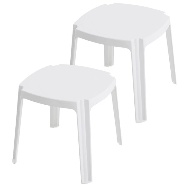 Papatya Royal Plastik Sehpa Beyaz 2li Paket - İstiflenebilir, UV Korumalı ürün görseli 1