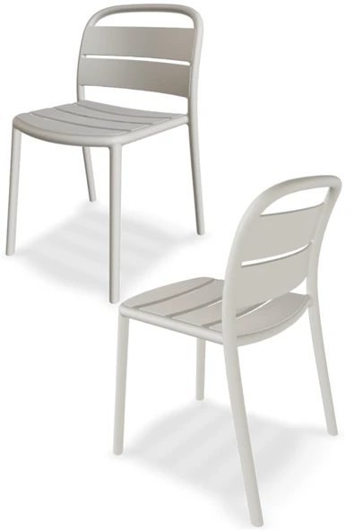 Papatya Balat Sandalye 2li Paket Açık Gri - Plastik Bahçe Balkon Mutfak Sandalyesi ürün görseli 1