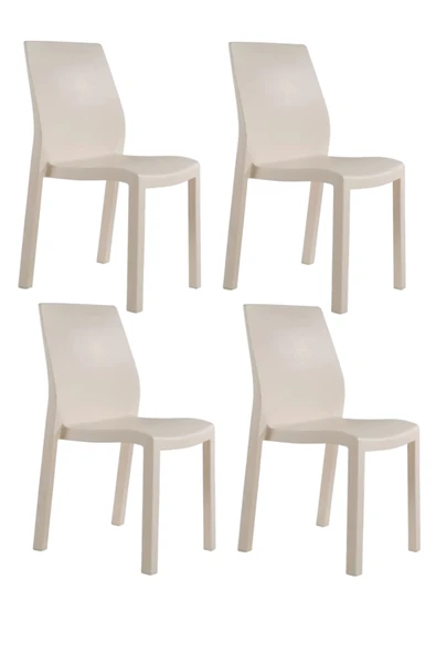 Papatya Yummy Sandalye Fildişi 4lü Paket- Plastik Bahçe Balkon Sandalyesi ürün görseli 1