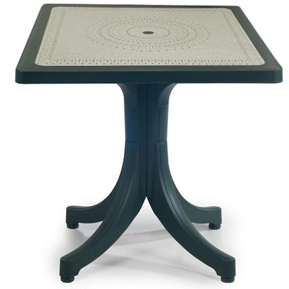 Papatya Pera Plastik Masa - 80x80 Kare Bahçe Balkon Masası -Teak & Ahşap Dekor - Resim 3