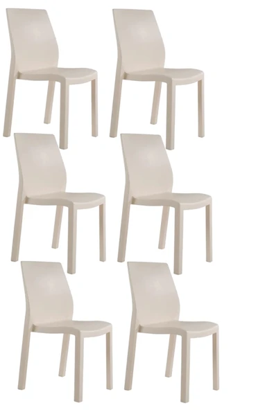 Papatya Yummy Sandalye Fildişi 6lı Paket- Plastik Bahçe Balkon Sandalyesi ürün görseli 1