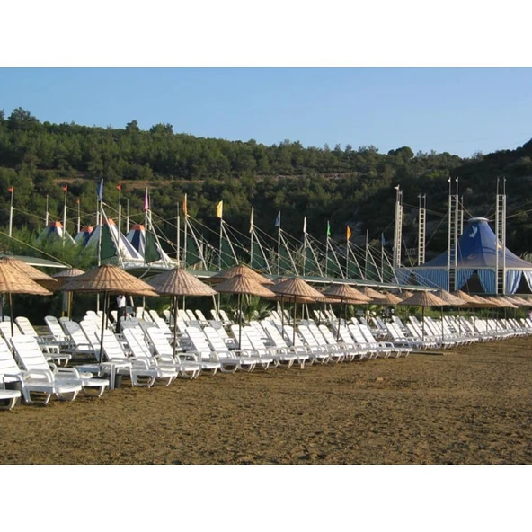 Papatya Avangarde Plastik Şezlong Kolçaklı Beyaz - Bahçe Balkon Plaj Şezlongu - Resim 10