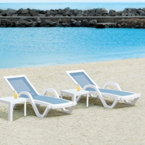 Papatya Myra Tex Kollu Şezlong - Yeşil İskelet & Bej Fileli - Resim 7