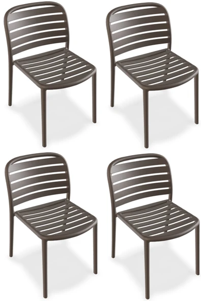 Papatya Tarabya Sandalye Küllü Kahve 4lü Paket - Plastik Bahçe Balkon Mutfak Sandalyesi ürün görseli 1