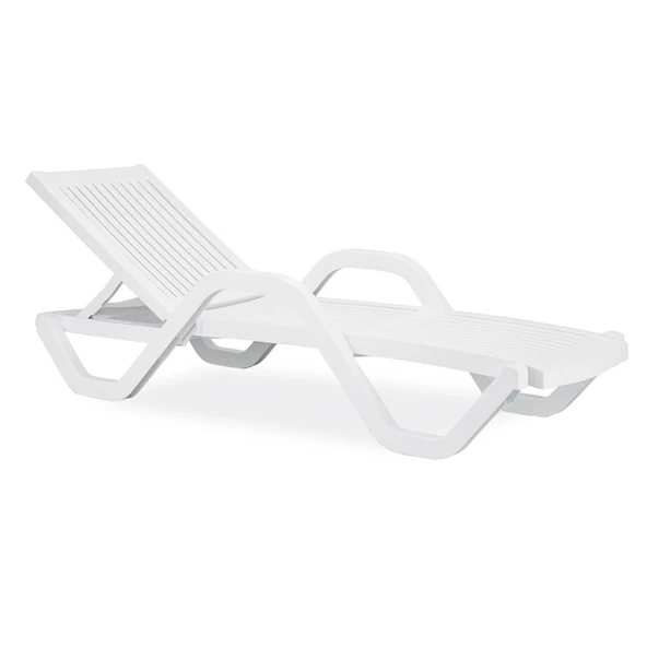 Papatya Myra Kollu Şezlong Beyaz - Plaj Havuz Bahçe Şezlong - Resim 5