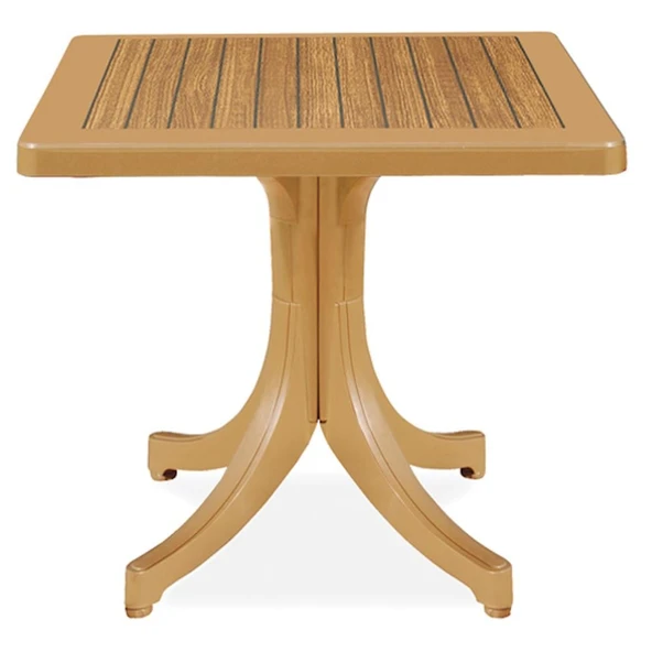Papatya Pera Plastik Masa - 80x80 Kare Bahçe Balkon Masası -Teak & Ahşap Dekor ürün görseli 1