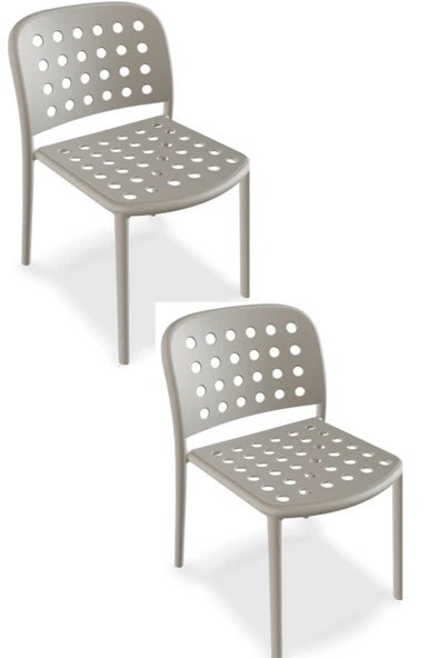 Papatya Bomonti Sandalye Açık Gri 2li Paket - Plastik Bahçe Balkon Mutfak Sandalyesi ürün görseli 1