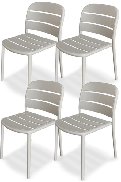 Papatya Beykoz Sandalye Açık Gri 4lü Paket - Plastik Bahçe Balkon Mutfak Sandalyesi ürün görseli 1
