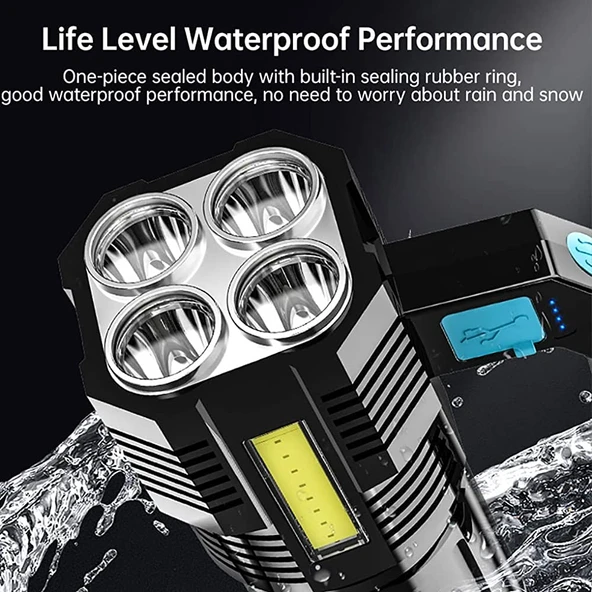 5W USB Şarjlı El Feneri (5284) - Resim 5