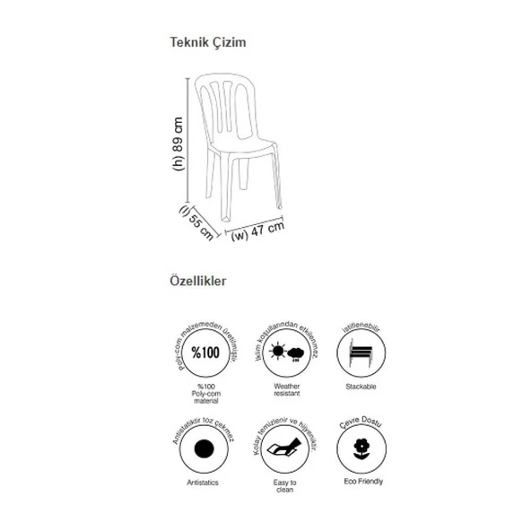 Papatya Buket Sandalye - Plastik Bahçe Balkon Sandalyesi Yeşil - Resim 3