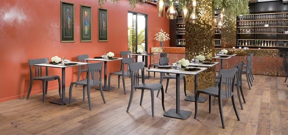 Papatya Trio-S Rattan Sandalye Mutfak Bahce Restoran Kafe Otel -Siyah - Resim 9