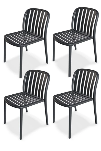 Papatya Galata Sandalye Antrasit 4lü Paket - Plastik Bahçe Balkon Mutfak Sandalyesi ürün görseli 1