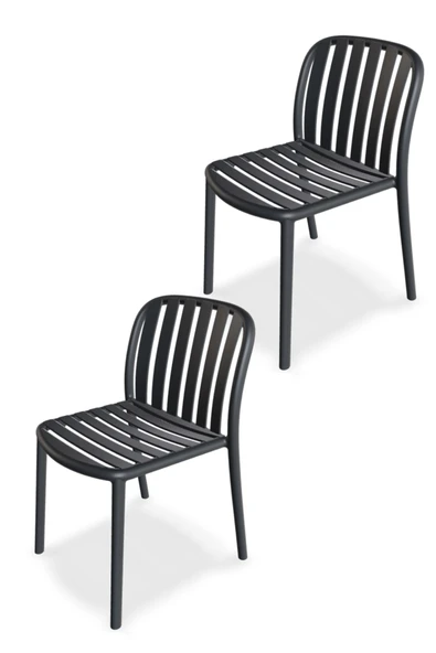 Papatya Galata Sandalye Antrasit 2li Paket - Plastik Bahçe Balkon Mutfak Sandalyesi ürün görseli 1