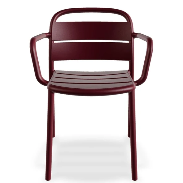 Papatya Balat Sandalye 2li Paket Lal Kırmızı - Plastik Bahçe Balkon Mutfak Sandalyesi - Resim 3