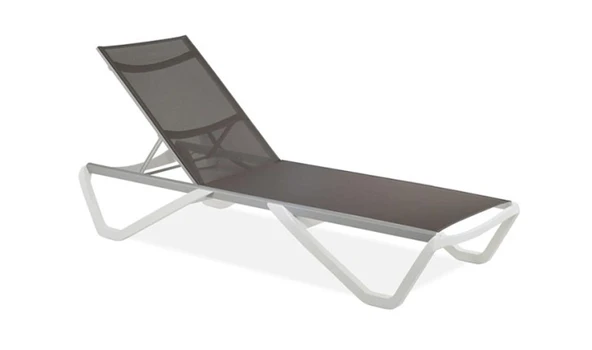 Papatya Wave Plastik Ayaklı Alüminyum Şezlong - Beyaz & Beyaz - Resim 9