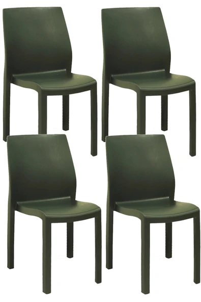 Papatya Yummy Sandalye Yeşil 4lü Paket- Plastik Bahçe Balkon Sandalyesi ürün görseli 1