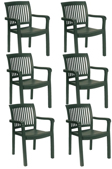 Papatya Mistral Koltuk 6lı Paket Yeşil - Plastik Bahçe Balkon Sandalyesi ürün görseli 1