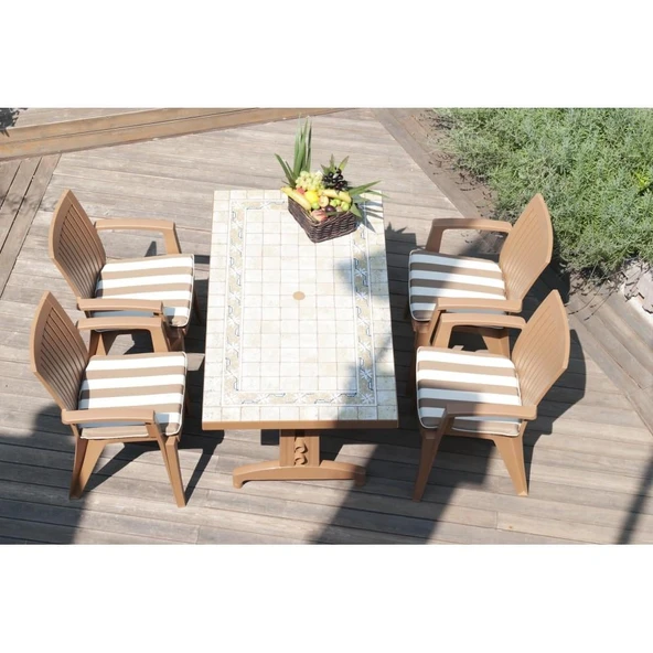 Papatya Alize Koltuk Beyaz 6lı Paket - Plastik Bahçe Balkon Koltuğu - Resim 8