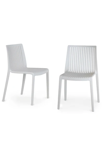 Papatya Cool Plastik Sandalye 2li Paket Beyaz - Bahçe Balkon Mutfak Sandalyesi ürün görseli 1
