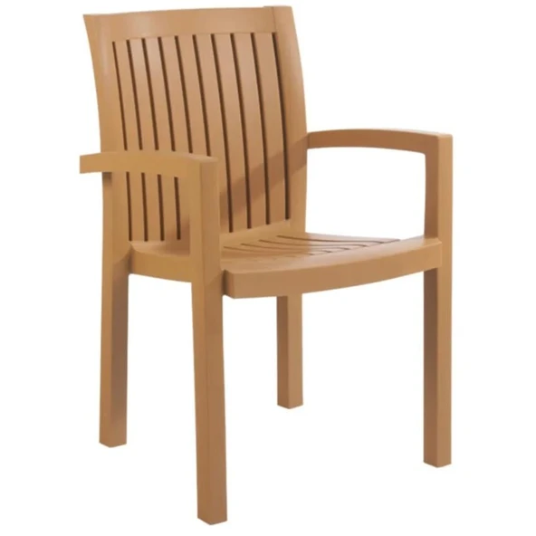 Papatya Neta Koltuk Teak 2li Paket - Plastik Bahçe Balkon Sandalyesi - Resim 5