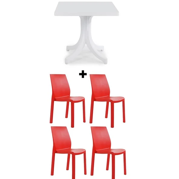 Papatya Yummy Plastik Bahçe Balkon Seti Kahve : 80x80 Masa + 4 Sandalye Takım - Resim 7