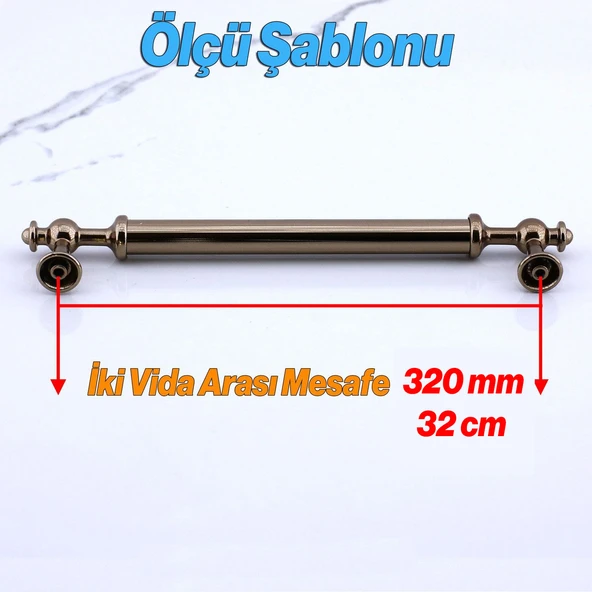 Nesil Düz Model 320 mm Bronz Metal Mobilya Kolu Mutfak Dolabı Çekmece Kapak Kulpu Kulp Tasarımı - Resim 3