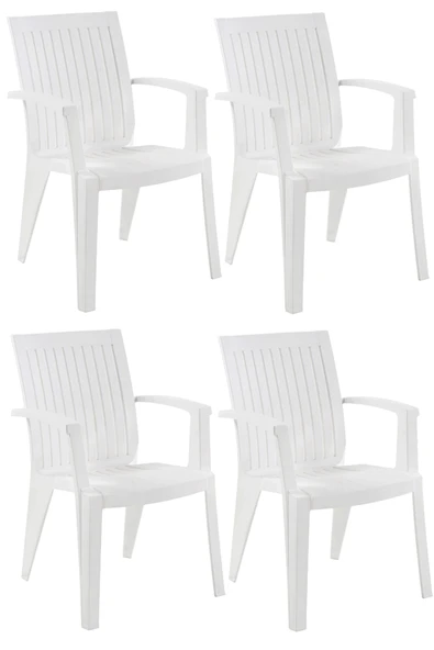 Papatya Alize Koltuk Beyaz 4lü Paket - Plastik Bahçe Balkon Koltuğu ürün görseli 1