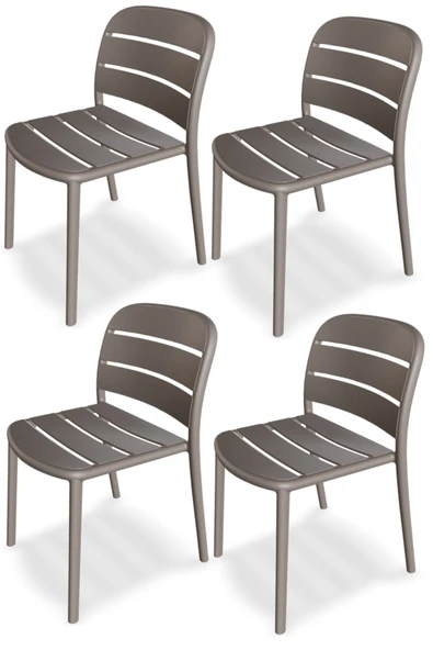 Papatya Beykoz Sandalye Küllü Kahve 4lü Paket - Plastik Bahçe Balkon Mutfak Sandalyesi ürün görseli 1