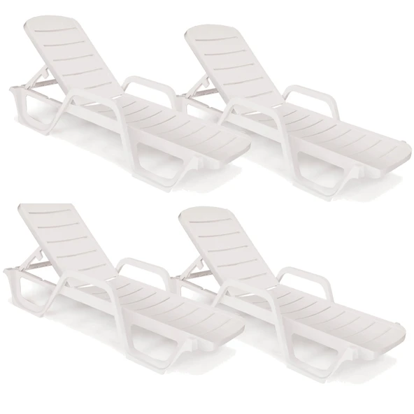 Papatya Avangarde Plastik Şezlong Kolçaklı Beyaz (4 ADET) ürün görseli 1