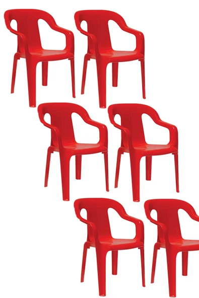 Papatya Mini Çocuk Koltuğu Kırmızı 6lı Paket - Kreş Sandalye ürün görseli 1