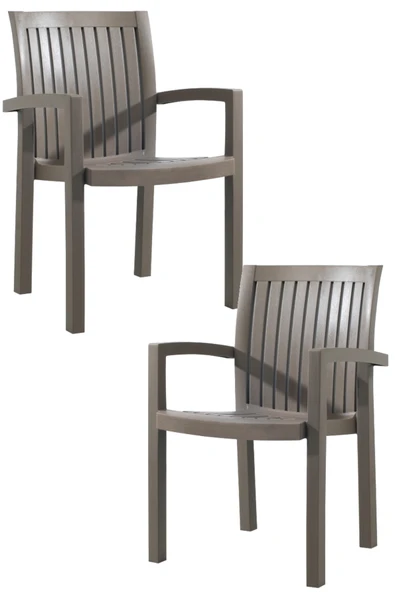 Papatya Neta Koltuk Küllü Kahve 2li Paket - Plastik Bahçe Balkon Sandalyesi ürün görseli 1