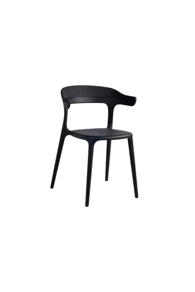 Papatya Luna Stripe Koltuk - Bahçe Balkon Mutfak Sandalyesi Siyah ürün görseli 1