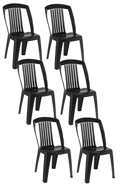 Papatya Favori Sandalye Siyah 6lı - Plastik Bahçe Balkon Sandalyesi ürün görseli 1